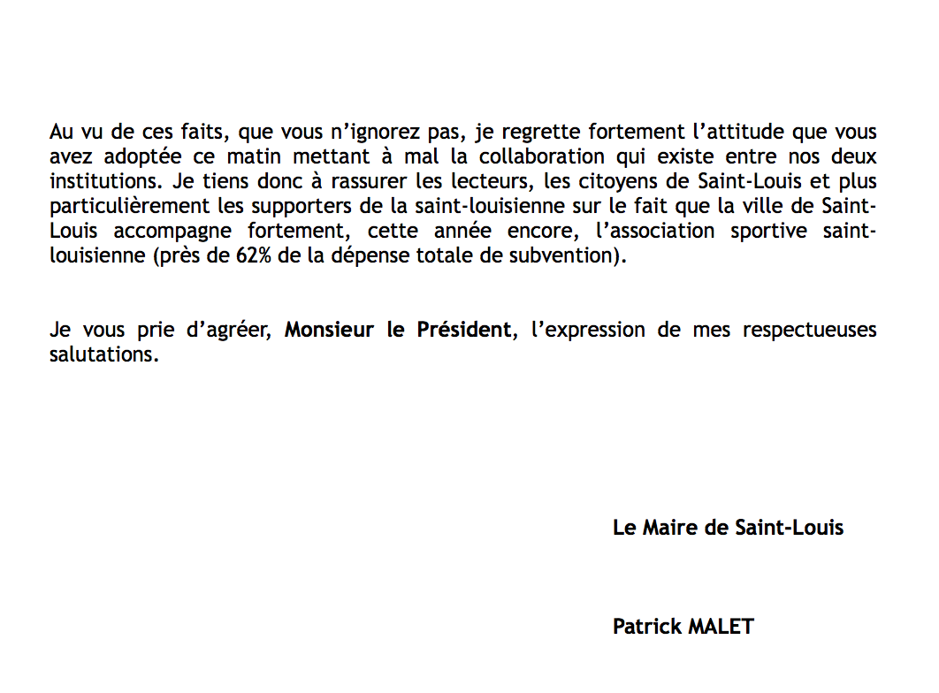 Subvention: Patrick Malet regrette l'attitude de l'entraineur de la Saint-Louisienne