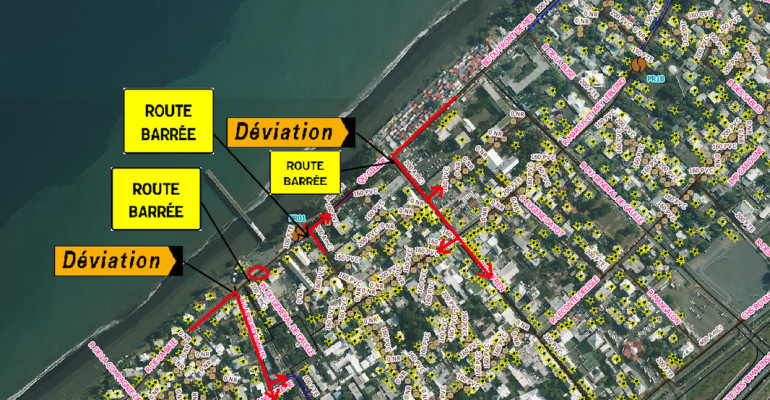 Travaux et déviation sur le front de mer
