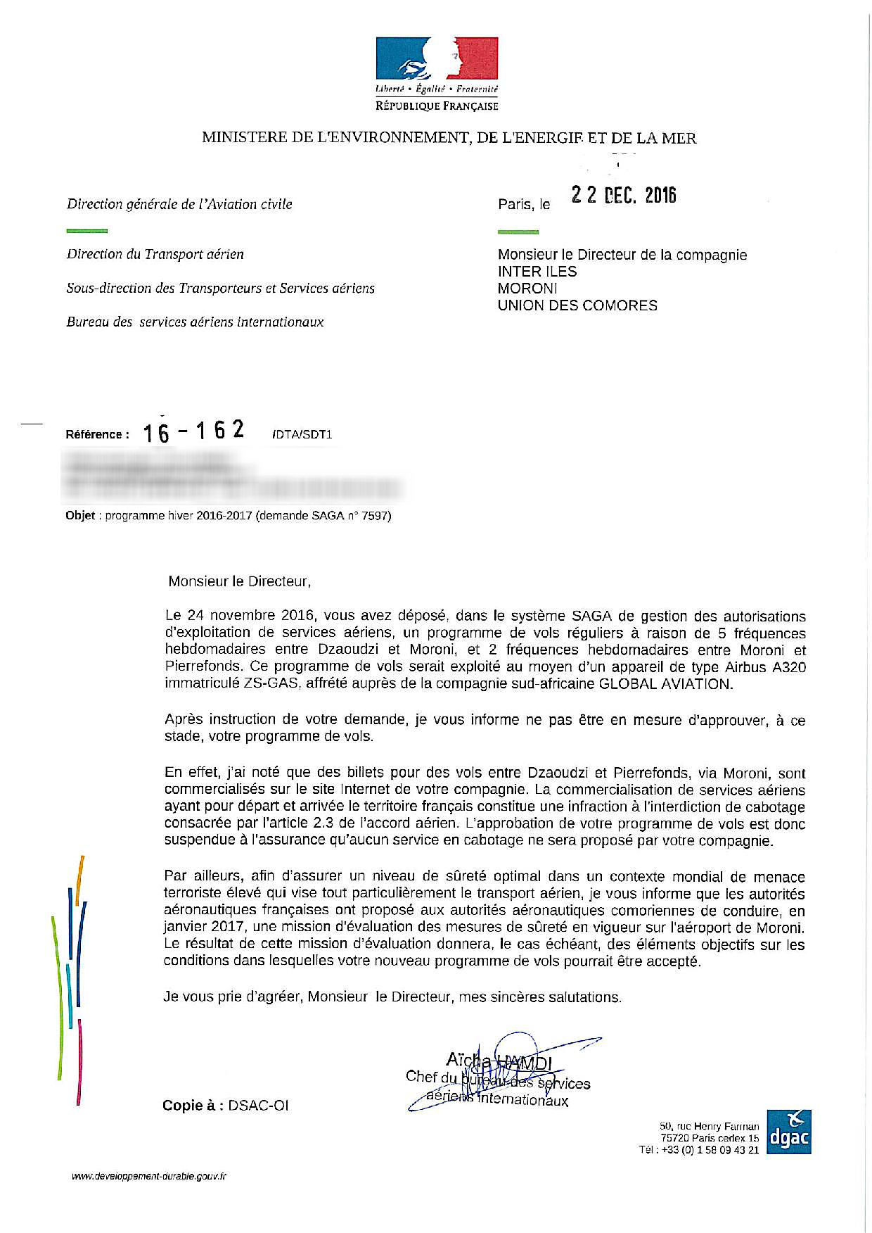 Int'air Iles non autorisée à atterrir à Pierrefonds: Les raisons du refus