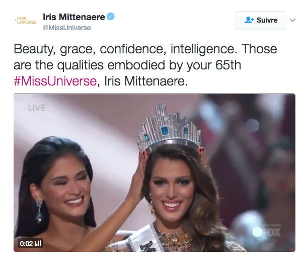 Iris Mittenaere, Miss France 2016, devient Miss Univers 2017 !