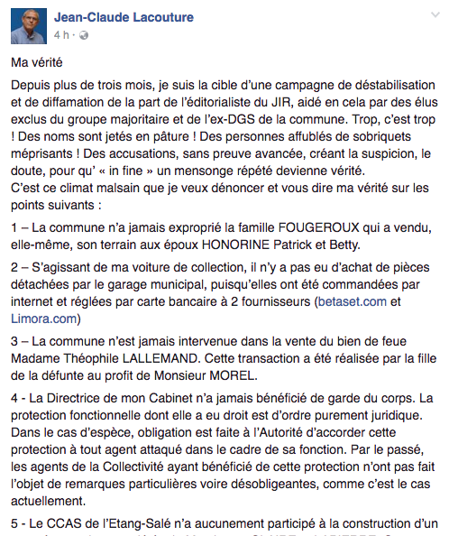 Jean-Claude Lacouture répond aux éditos de Jacques Tillier