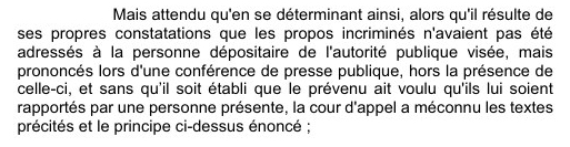 Outrage à policier: Me Creissen gagne en Cassation