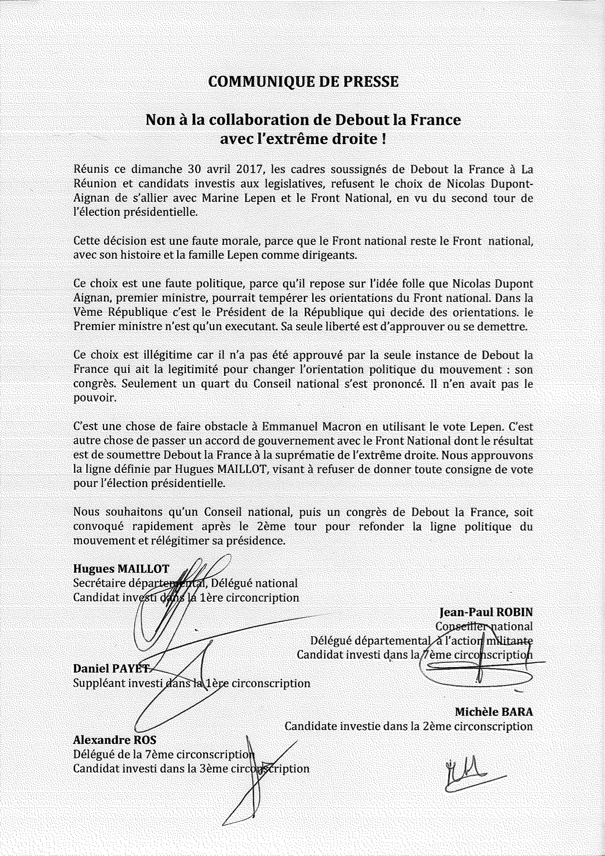 Debout La France à La Réunion dit