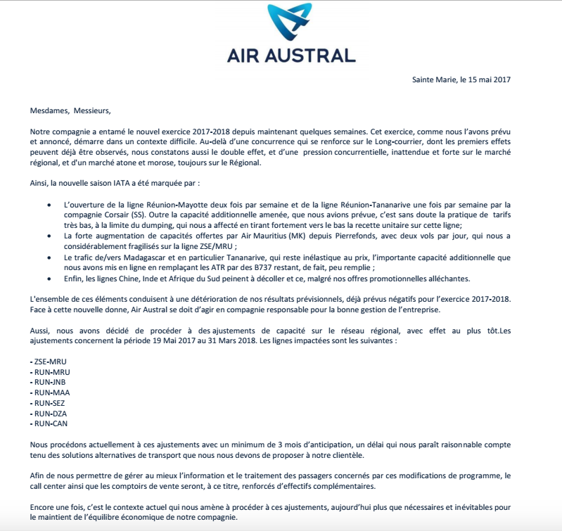 Air Austral prévoit un retour de ses comptes dans le rouge