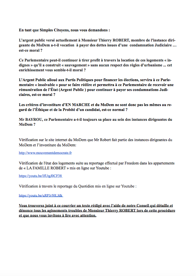 Les propriétaires floués par Thierry Robert écrivent à Bayrou et à Macron