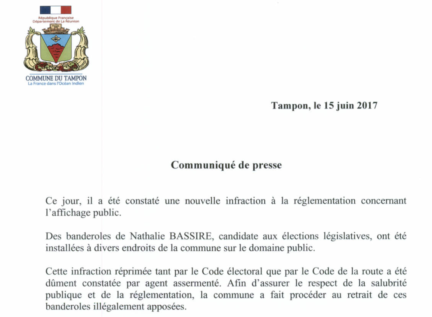 Affichage sauvage: La mairie du Tampon déplore une nouvelle infraction