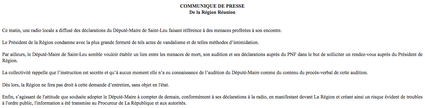 Didier Robert refuse de céder au chantage de Thierry Robert et prévient le procureur