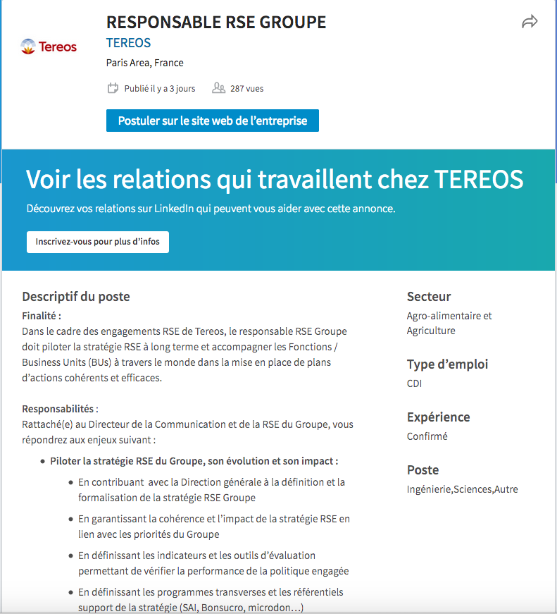 Tereos cherche un responsable pour piloter sa stratégie sociale. Défense de rire...