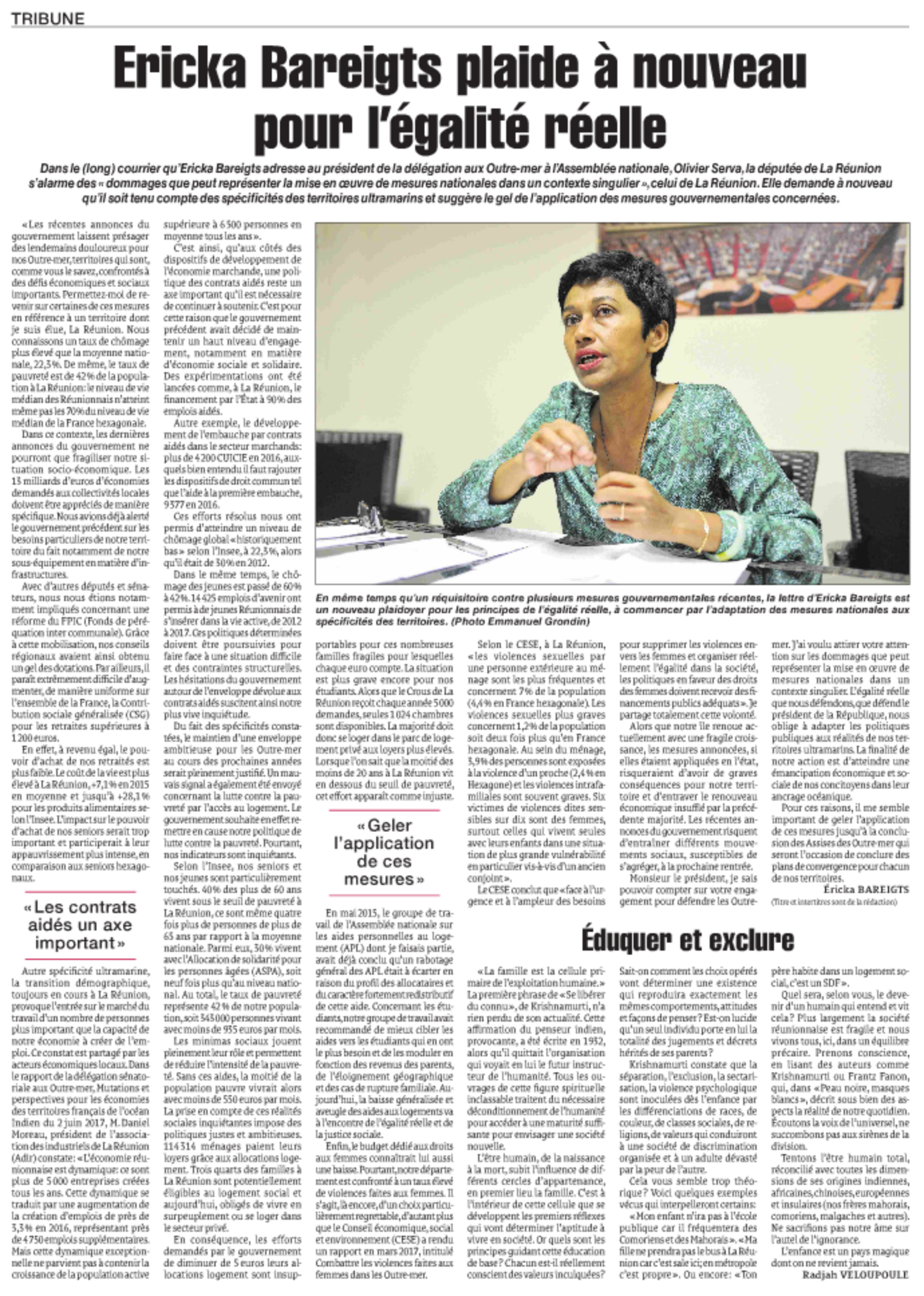 Ericka Bareigts : Communication à revoir