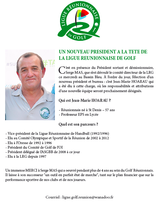 Un nouveau président à la tête de la Ligue Réunionnaise de Golf