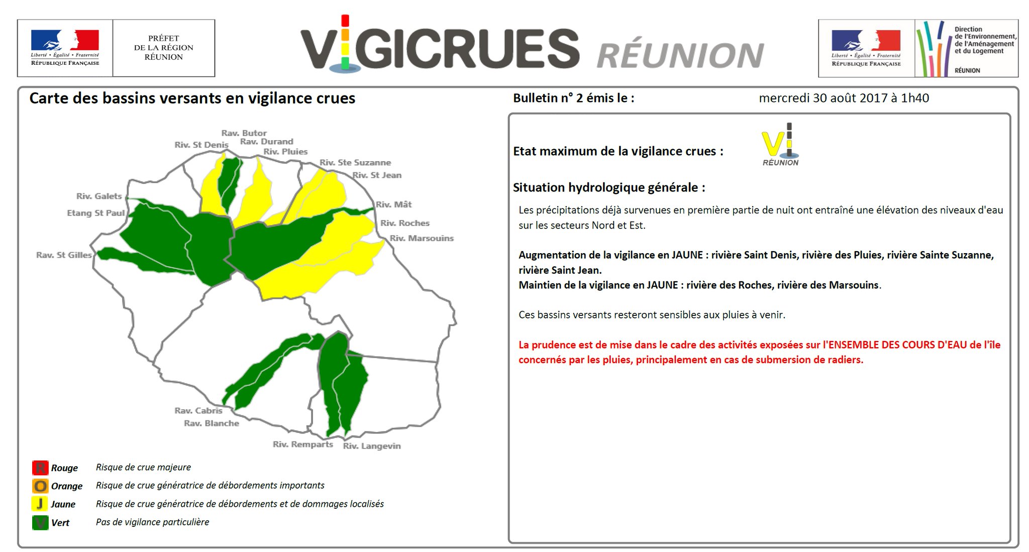 Vigilance crues niveau jaune pour les rivières du nord et de l'est