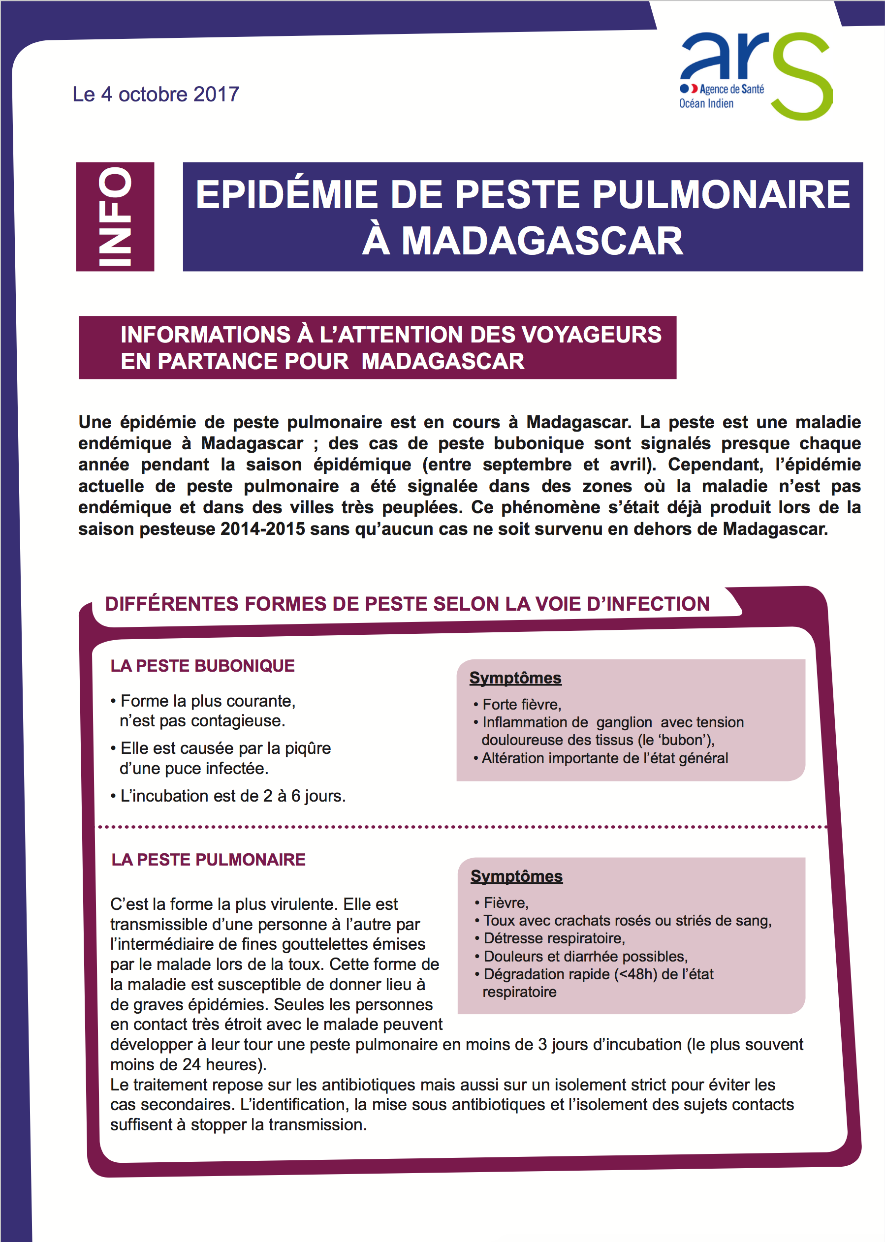 Epidémie de peste à Madagascar: La Réunion hors d’atteinte pour le moment