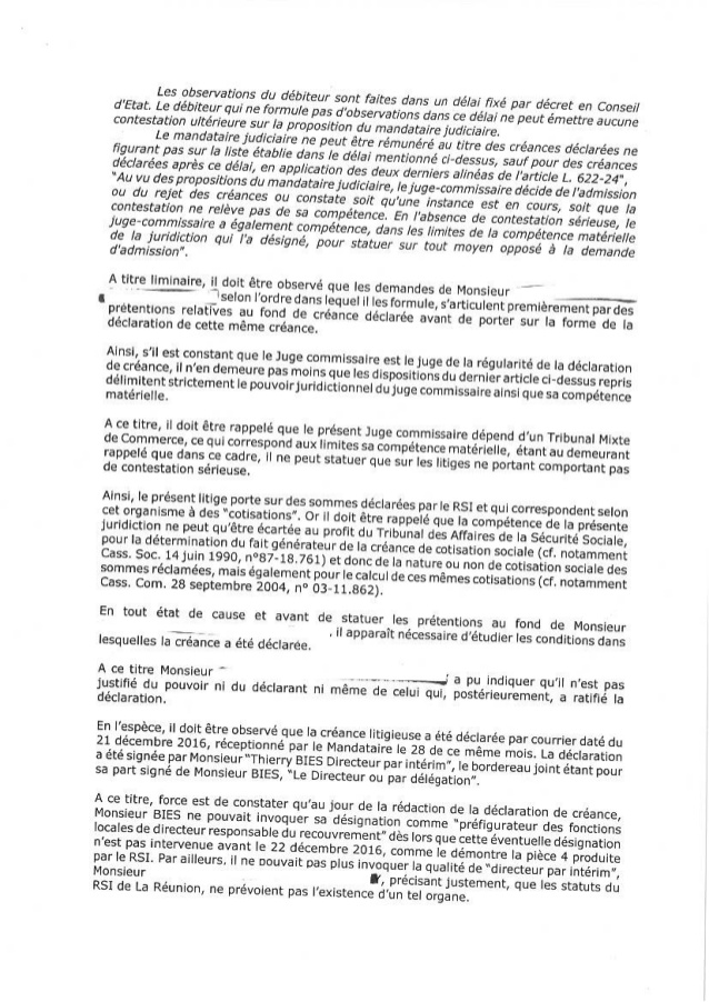 Tribunal de commerce: Un assuré gagne contre le RSI