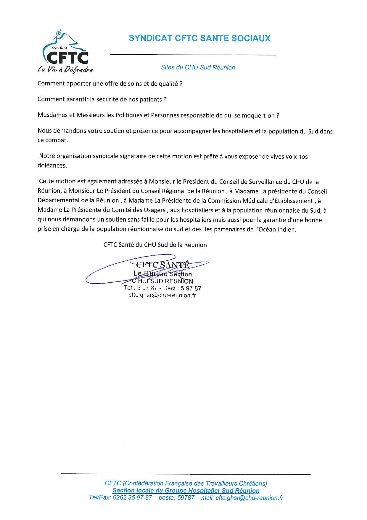 CFTC Santé du CHU Sud:
