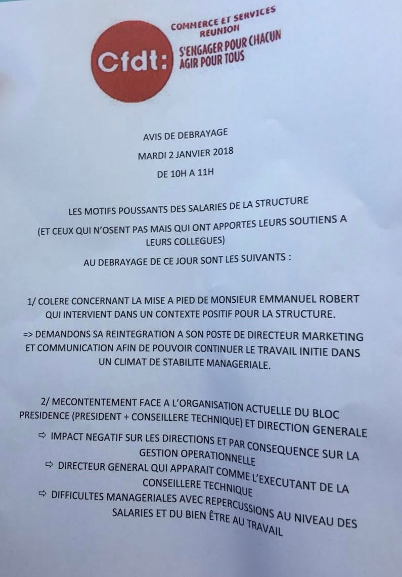 Débrayage à l'IRT en soutien au directeur marketing