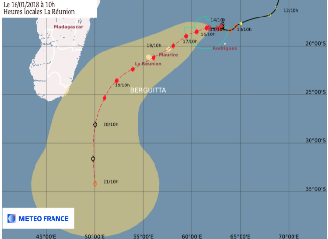 Le cyclone Berguitta à 665 km de nos côtes