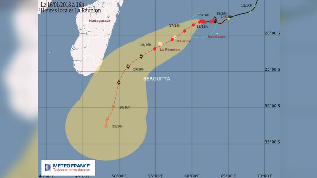 Le cyclone tropical Berguitta à 640 km de La Réunion