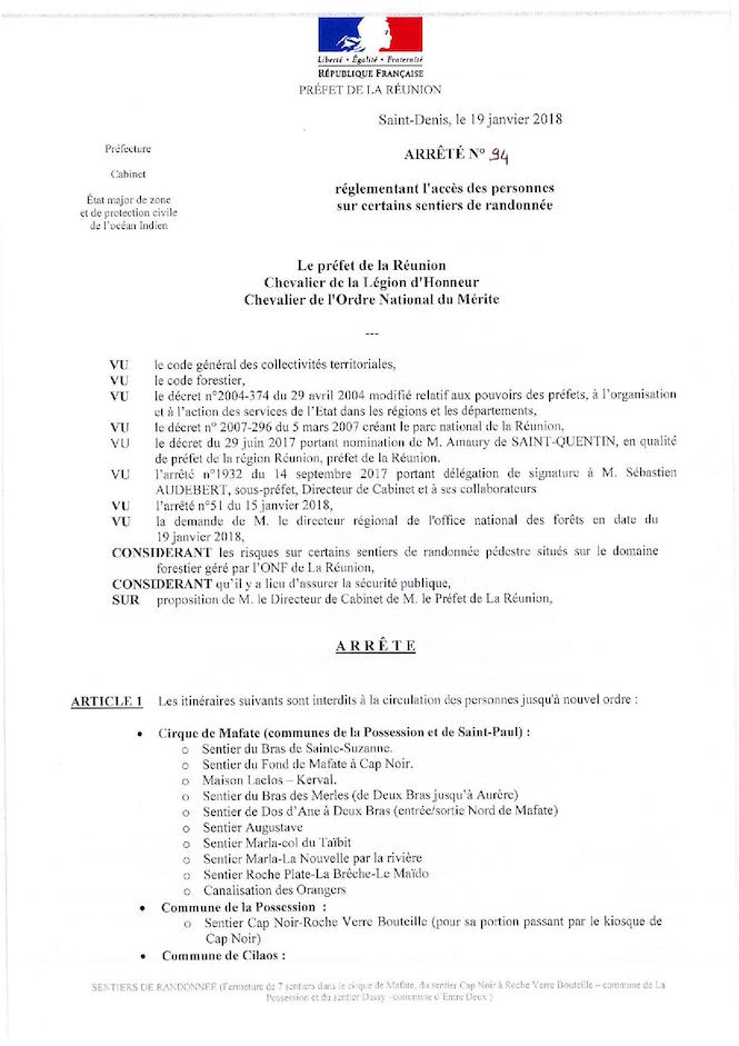 Randonnée: Sept sentiers fermés