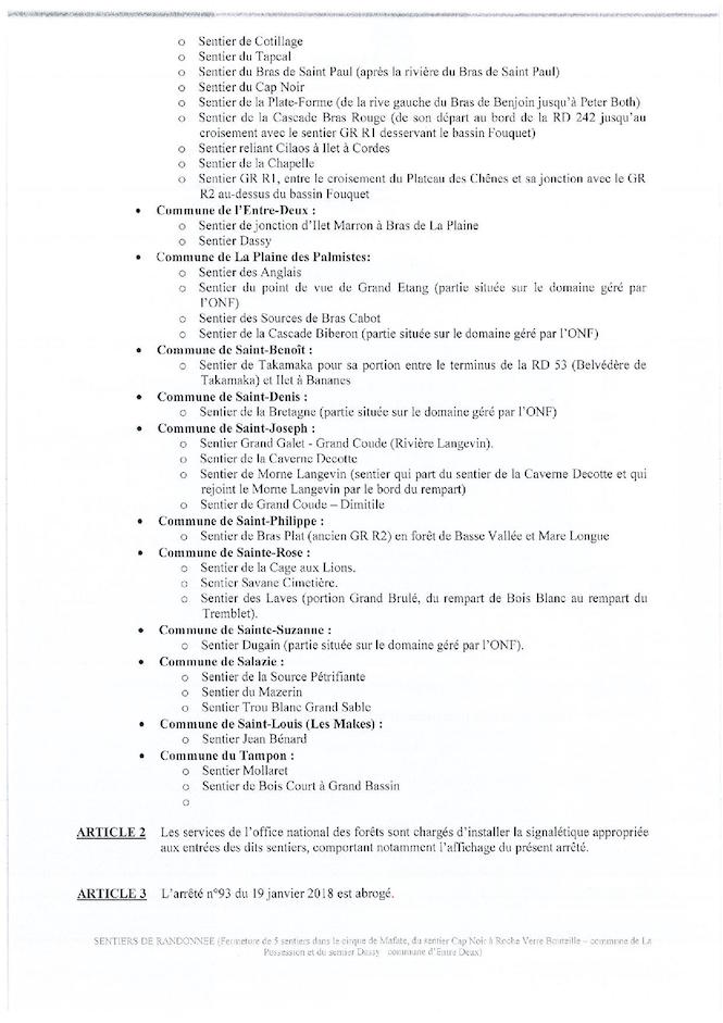 Randonnée: Sept sentiers fermés