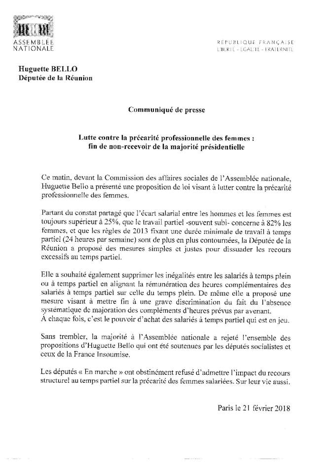 Lutte contre la précarité professionnelle des femmes: Fin de non-recevoir de la majorité