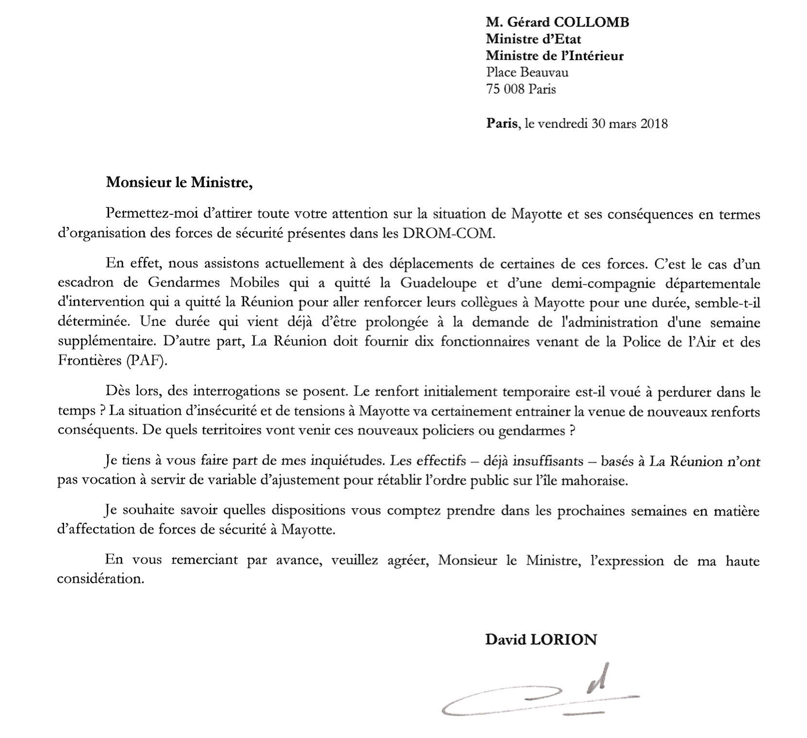 David Lorion : Les forces de sécurité