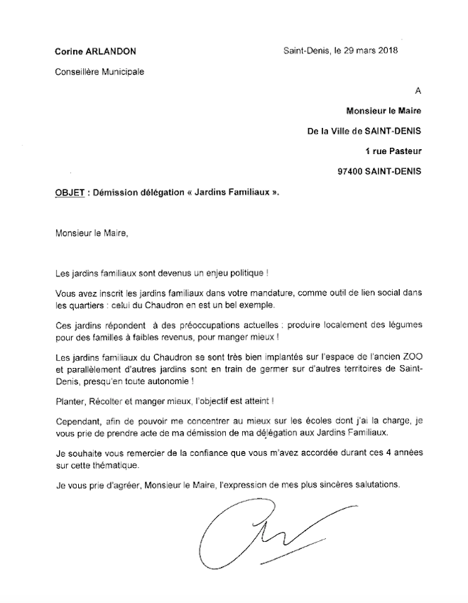 St-Denis: Corine Arlandon a démissionné de sa délégation 