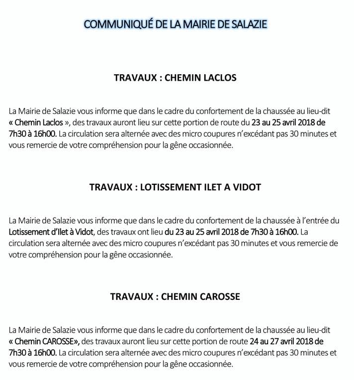 Salazie: Travaux sur trois axes routiers