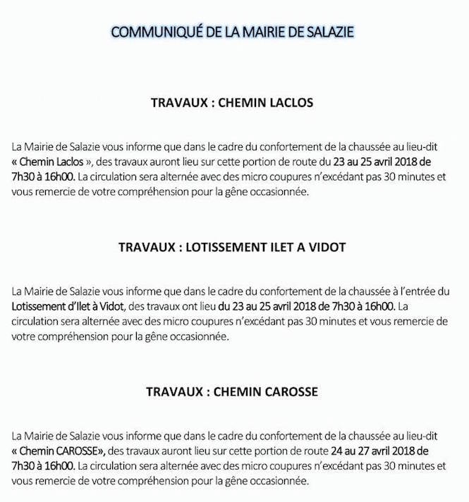 Salazie: Travaux chemin Laclos, Lotissement Ilet à Vidot et Chemin Carosse