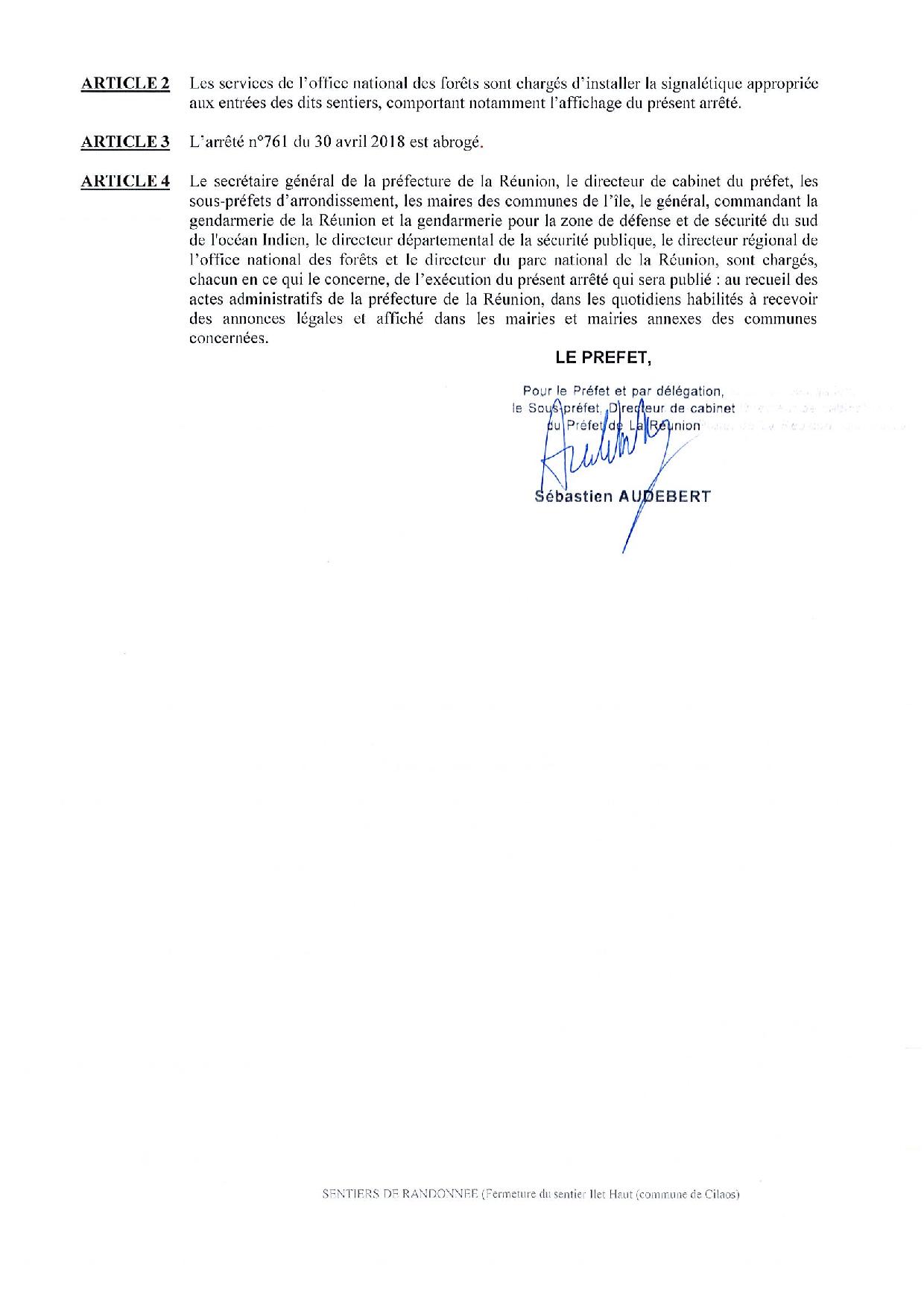 Cilaos: Fermeture du sentier Ilet Haut