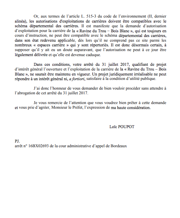 Le maire de St-Leu demande au préfet d'abroger le PIG de Bois-Blanc