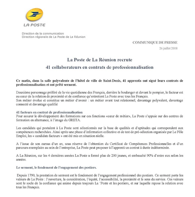 La Poste recrute 41 collaborateurs en contrat de professionnalisation