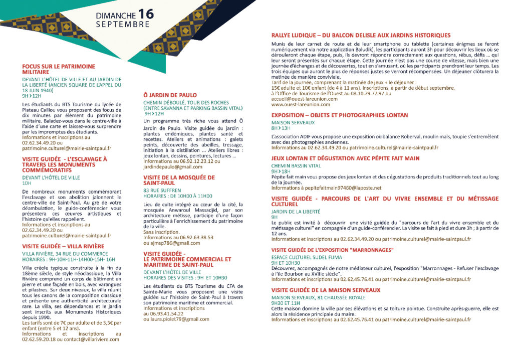Prochainement les Journées Européennes du Patrimoine à Saint-Paul !