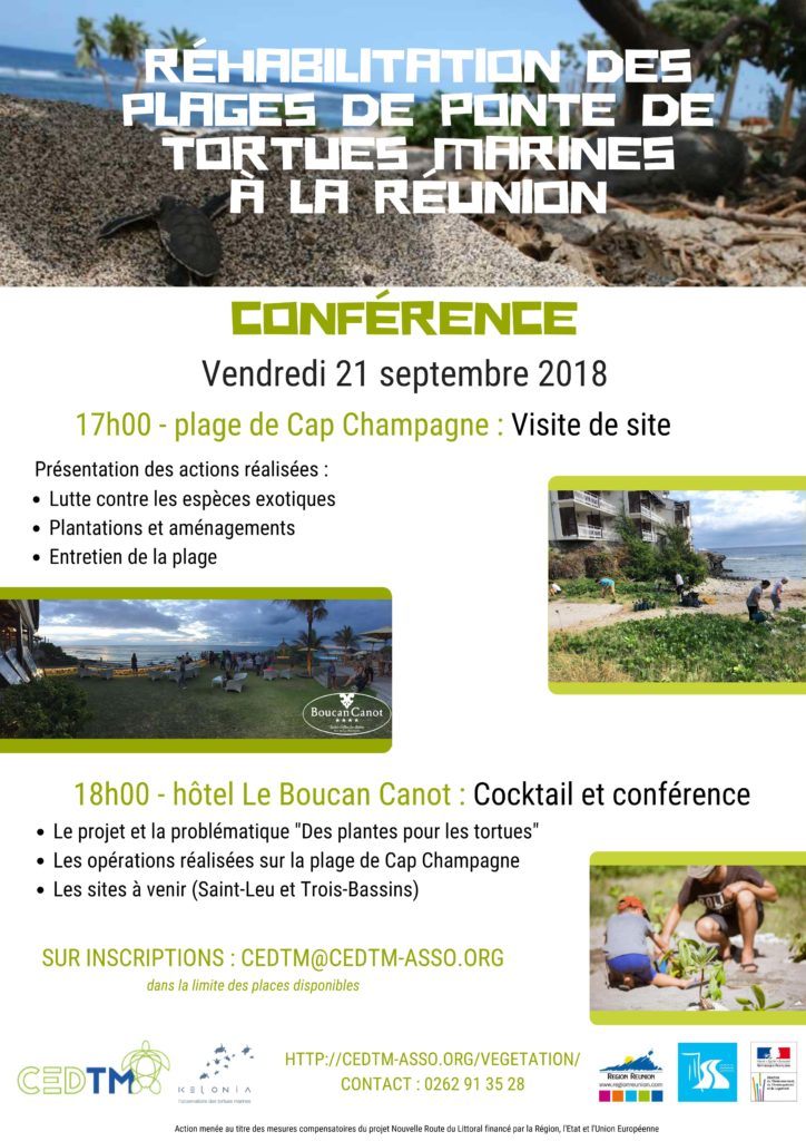 Tortues marines : Visite de la plage réhabilitée de Cap Champagne
