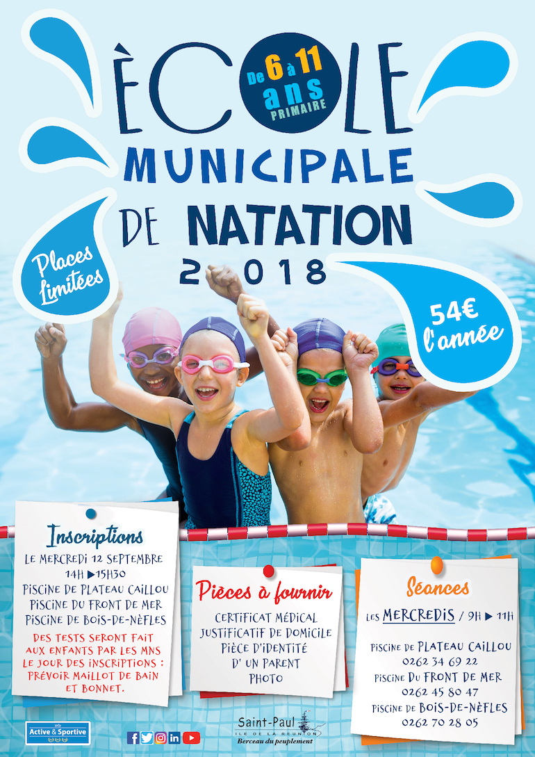 L’inscription à l’école municipale de natation de Saint-Paul approche