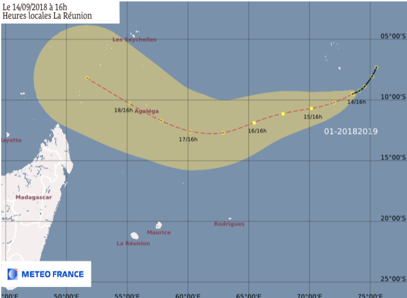 La perturbation tropicale est à 2290 km de La Réunion
