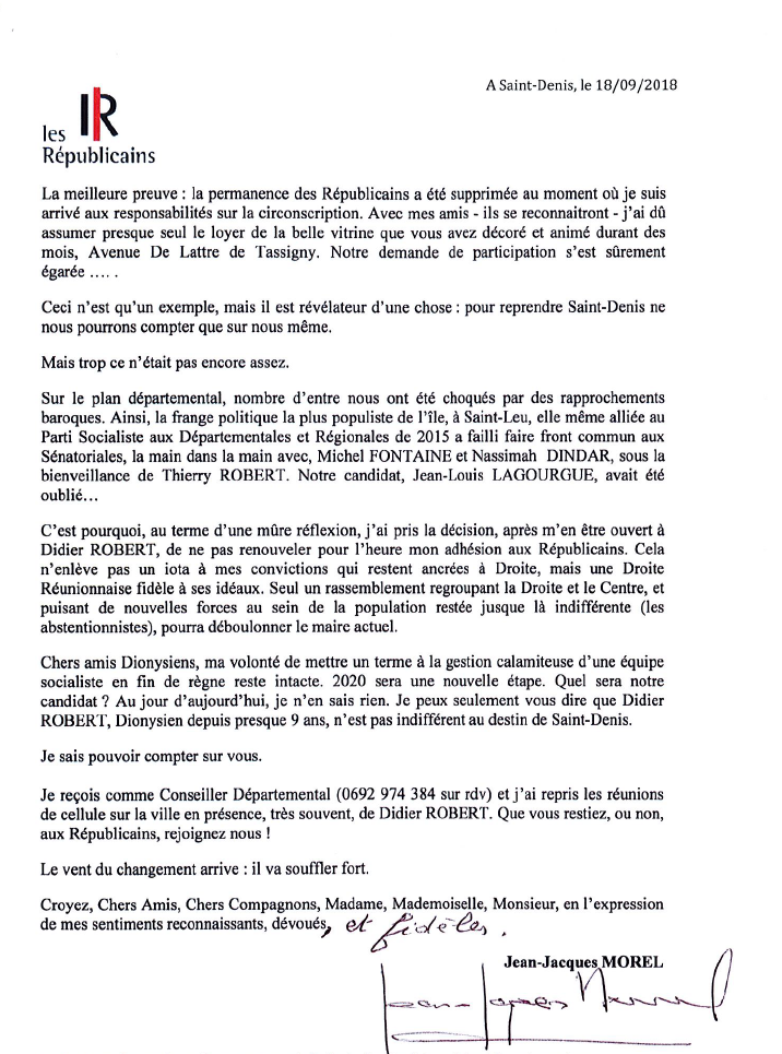 Tribune de Jean-Jacques Morel : Lettre d'information aux adhérents