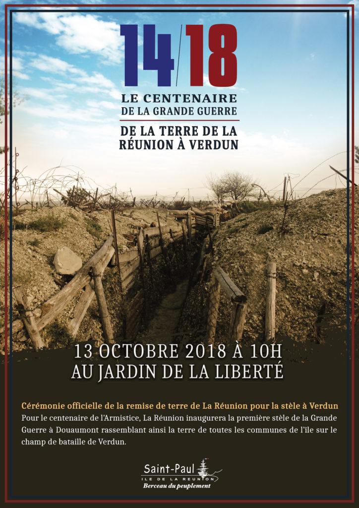 Cérémonie officielle de la remise de terre de La Réunion pour la stèle à Verdun