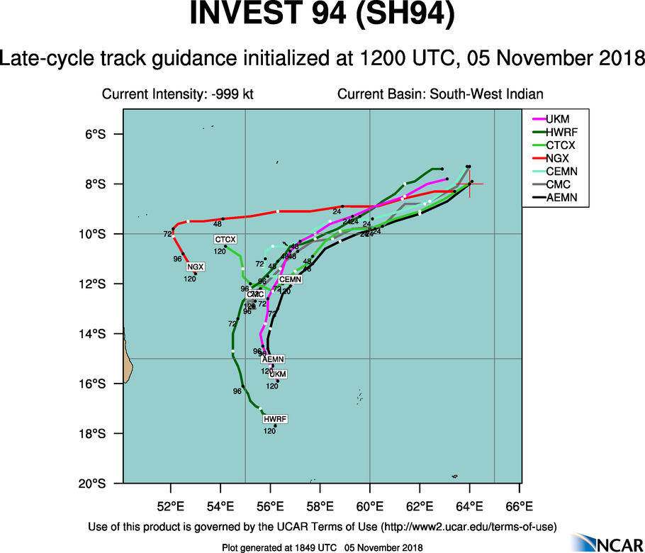 Point de 22h: La perturbation 94S continue à se diriger vers l'ouest/sud-ouest