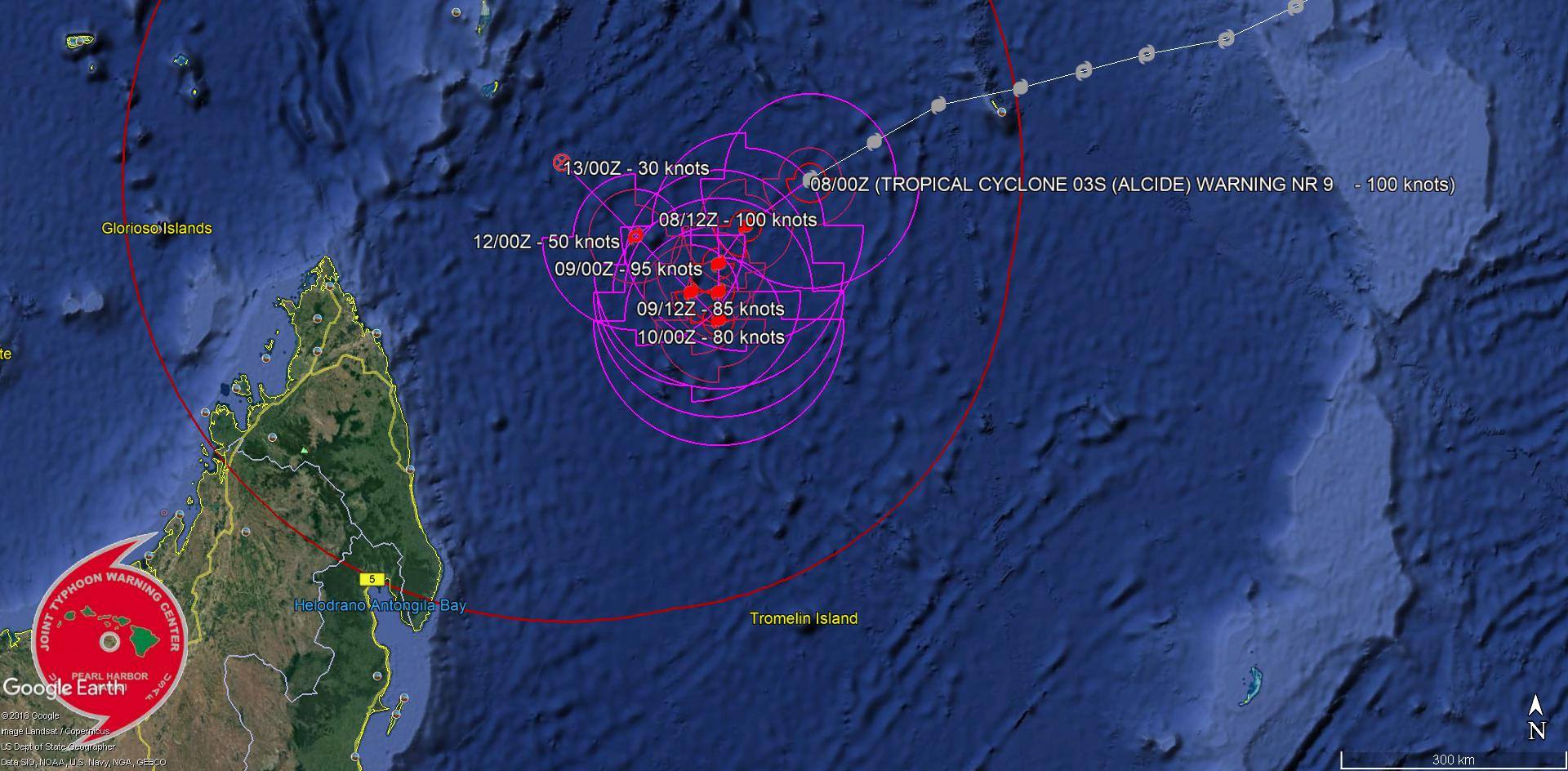 Météo JTWC de 8h : Alcide devient cyclone tropical intense avant de faire du sur-place