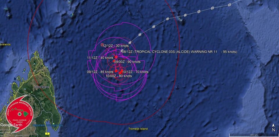 Météo JTWC : Comme prévu, Alcide commence à s'essoufler