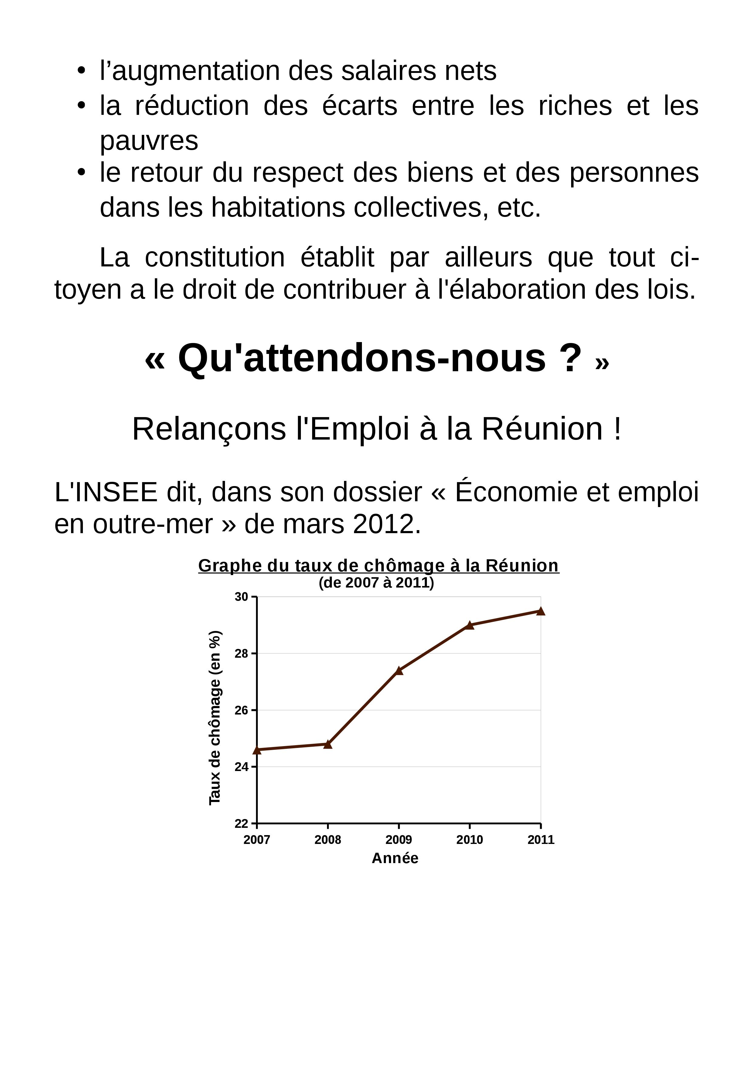 Trois solutions pour répondre aux attentes du peuple de la Réunion