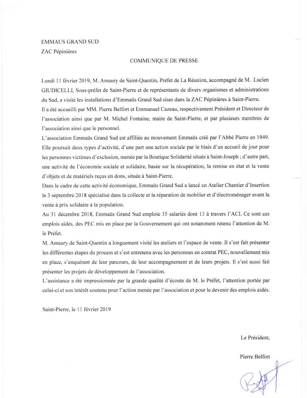 Le Préfet en visite à Emmaüs Grand Sud 