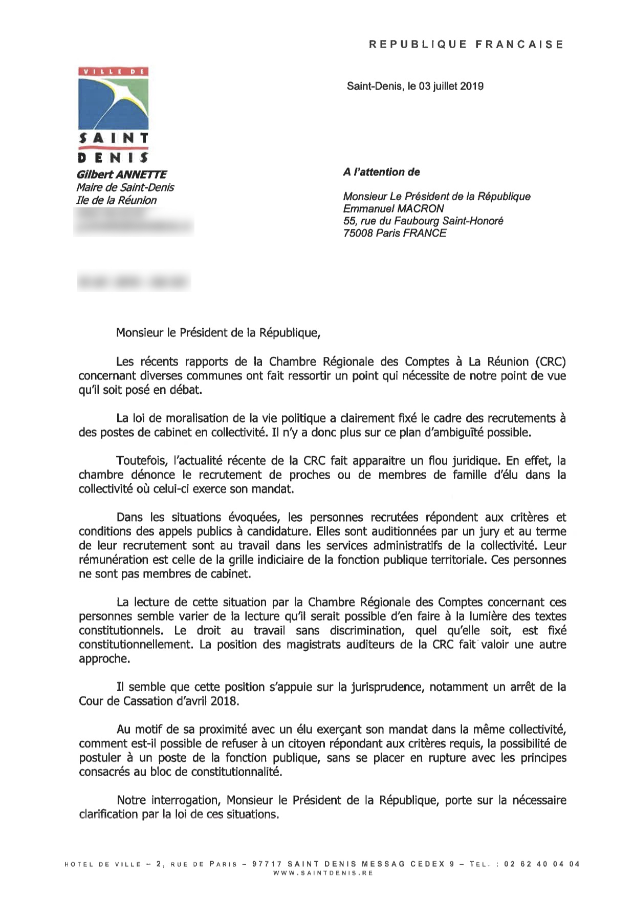 ?? Gilbert Annette interpelle Emmanuel Macron sur l'embauche de proches dans les collectivités