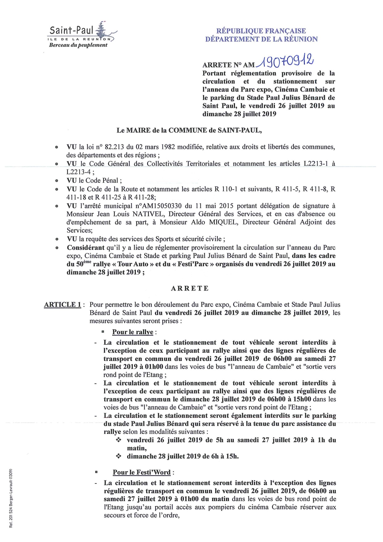 La circulation réglementée à Saint-Paul