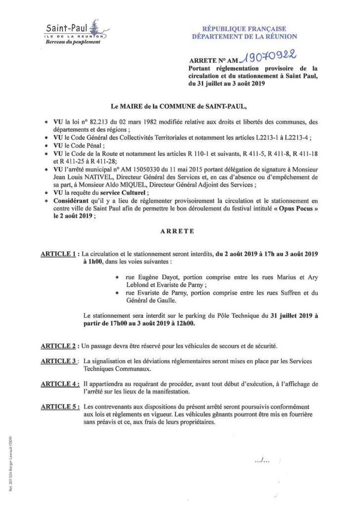 La circulation réglementée à Saint-Paul