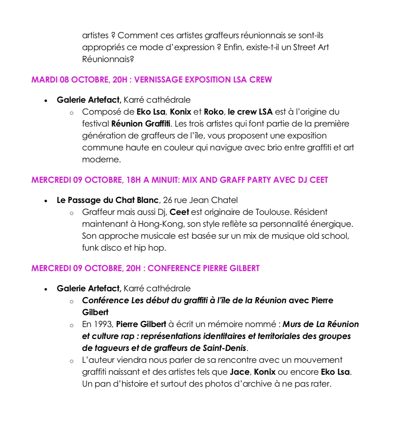 Lancement du premier Festival international de Street Art, à Saint Denis, du 04 au 13 octobre