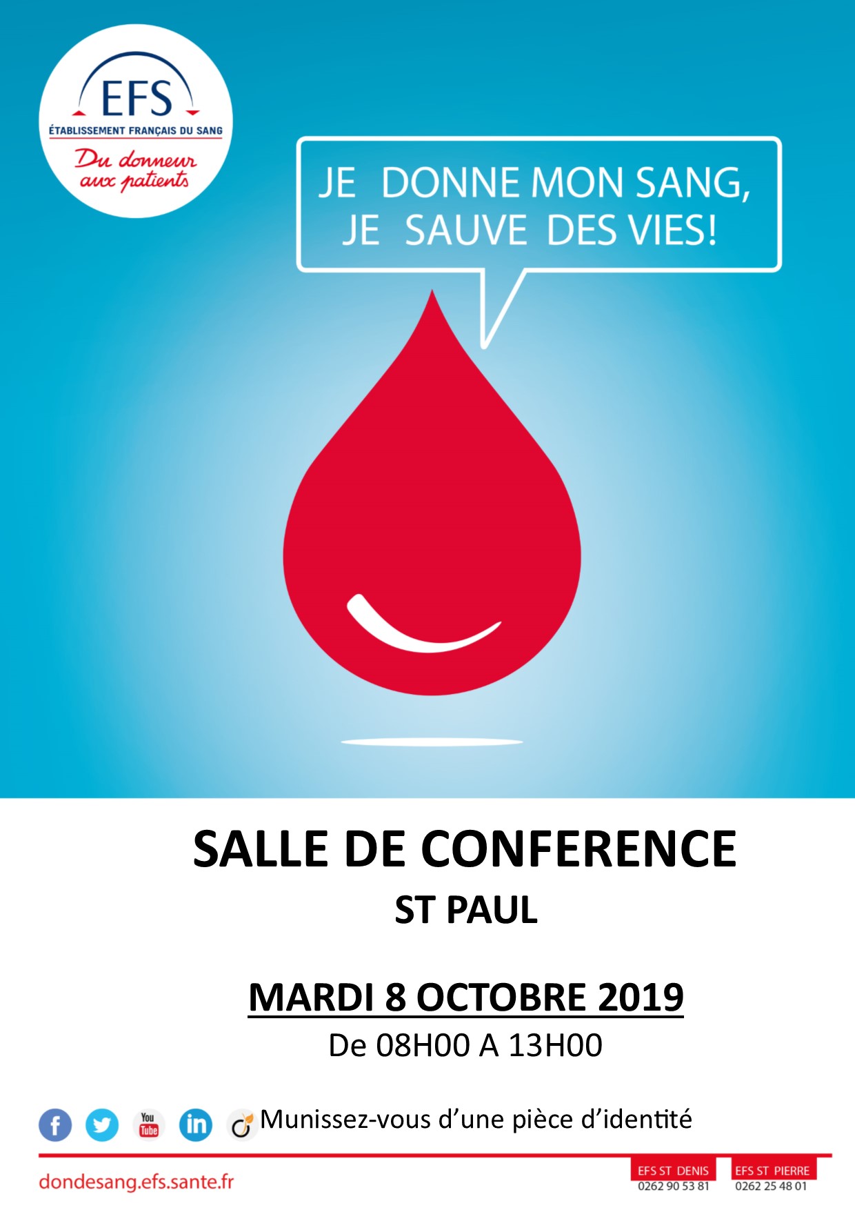 Mardi 8 octobre, donnez votre sang !