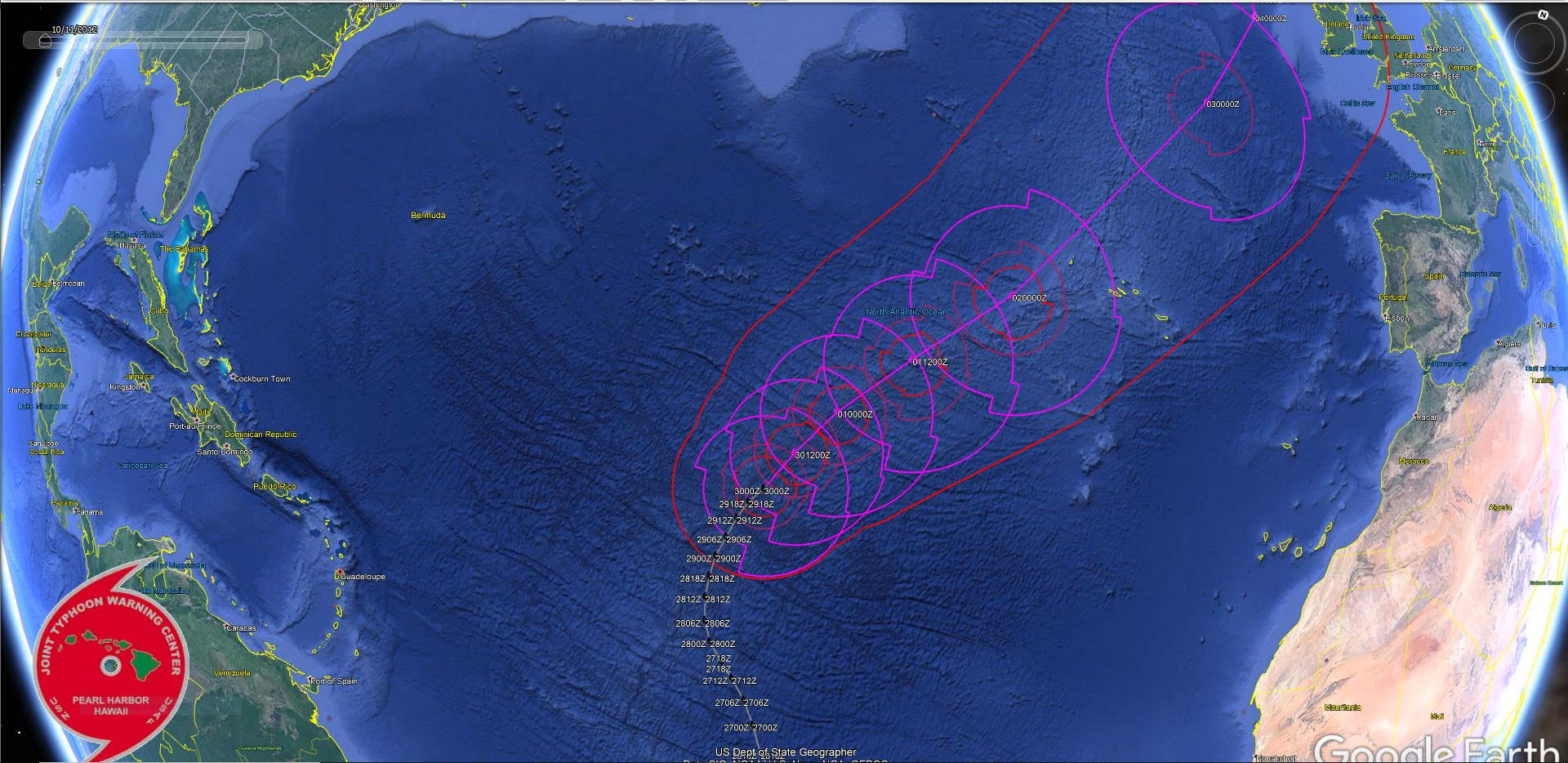 L'ouragan Lorenzo le plus puissant cyclone sur le Nord-Est de l'Atlantique