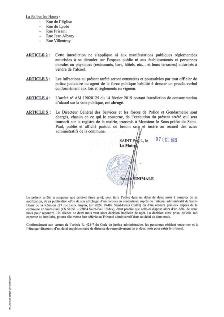 Du 15 octobre 2019 au 15 avril 2020, la consommation d’alcool sur la voie publique est interdite par arrêté municipal