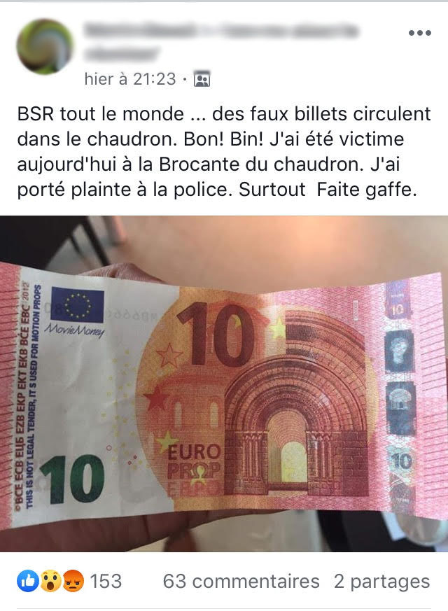 Chaudron : De faux billets en circulation dans la brocante